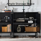 EYYTHUNG Fluted Cabinets with Storage Set of 2, Sideboard Buffet Cabinet with - Image 3
