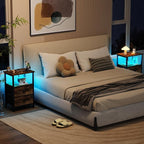 LOAKEKEL Night Stand with Charging Station, Small Bedside Table with USB Ports - Image 2