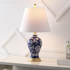 JONATHAN Y 24" Navy/White French Country Ceramic Floral Urn Table Lamp - Image 2
