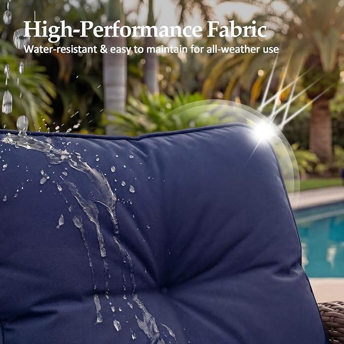 UPHA 5 Pieces Patio Furniture Sets, Wicker Outdoor Loveseat Sofa Set - Image 6