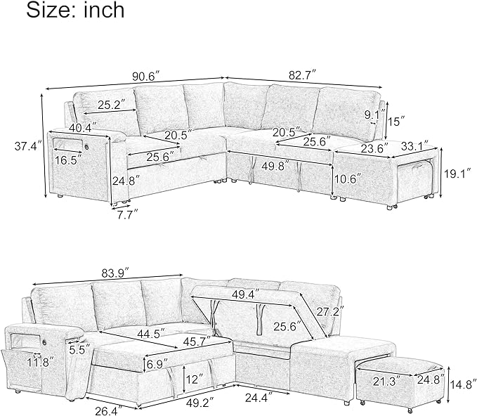 Merax L-Shaped Modular Sectional Sofa - Image 2