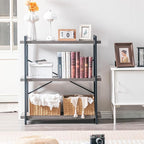HCHQHS Bookshelf, 3-Tier Industrial Bookcase, Rustic Open Book Shelf, - Image 6