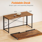 Huuger Folding Desk for Small Spaces, 47.2 Inch Foldable Computer Table - Image 2