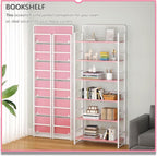 4NM No Assembly 6 Tiers Folding Bookshelf Storage Shelves Vintage Bookcase - Image 3