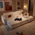 Cloud Couch Sectional 113.8'' Oversized Modular Deep Seat Sofa Bed Comfy White - Image 9