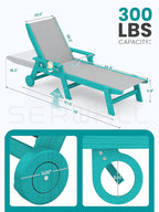SERWALL Textilene Patio Chaise Lounge Chair, 5 Positions Adjustable Outdoor - Image 2