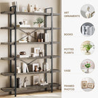 OtterOasis Bookshelf Set, Heavy Duty 6-Tier Industrial Bookcase, 120lbs Shelf - Image 3
