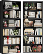 FOTOSOK 6-Tier Open Bookcase and Bookshelf Set of 2, Freestanding Display - Image 8