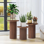 Bifins Round Nesting Coffee Table Set of 3, Mid Century Modern Fluted Coffee - Image 6