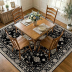 RELEANY Area Rugs Square 8ft Washable Non-Slip, Floral Vintage Distress Print - Image 2