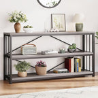LVB Long Console Table with Storage, Farmhouse Rustic Skinny Entryway Table by LVB