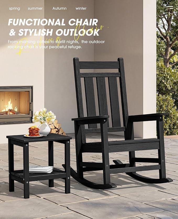 KINGYES Oversized Outdoor Rocking Chair, All-Weather Patio Rocking Chairs - Image 7