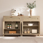 SICOTAS Sideboard Buffet Storage Cabinet Set of 3, Rattan Credenza Buffet Table - Image 7
