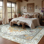 RELEANY Area Rugs 10'x14' Washable Non-Slip, Floral Vintage Distress Print - Image 2