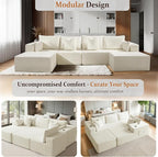 138" Cloud Sectional Couch, Comfort U Shaped Boneless Couch - Image 6