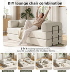 79in Convertible Sofa Bed, Corduroy Boneless Couch Bed, Futon Sleeper Sofa Pull - Image 3