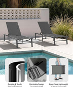 Ciokea Foldable Outdoor Lounge Chair Set of 4, No Assembly Aluminum Chaise - Image 5