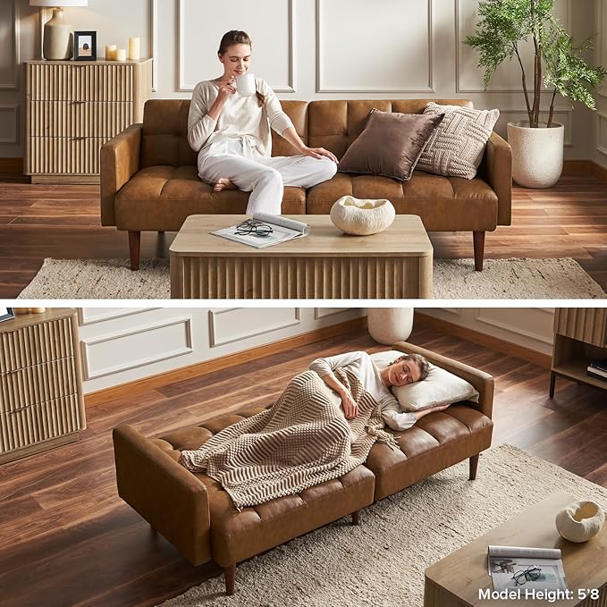 mopio 76.4" Futon Sofa Bed, Sleeper Sofa, Mid Century Modern Futon Couch - Image 8
