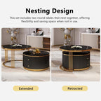 Modern 2 Pieces Black Round Nesting Coffee Table - Image 7