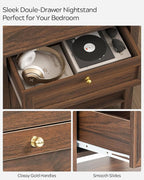 EYYTHUNG Brown Nightstand with 2 Drawers, Farmhouse Floor Night Stand with Open - Image 4