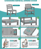 SERWALL Patio Dining Set with 15FT Double Side Umbrella, Outdoor Dining Sets - Image 8