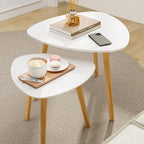 BAMEOS Bamboo Nesting Triangle End Table, Balcony in White - Image 2