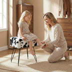 Vanity Stool Chair, Faux Fur Ottoman Foot Stool - Image 8