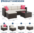 5-Piece Outdoor Sectional Sofa Set, All-Weather PE Rattan Patio Furniture - Image 2