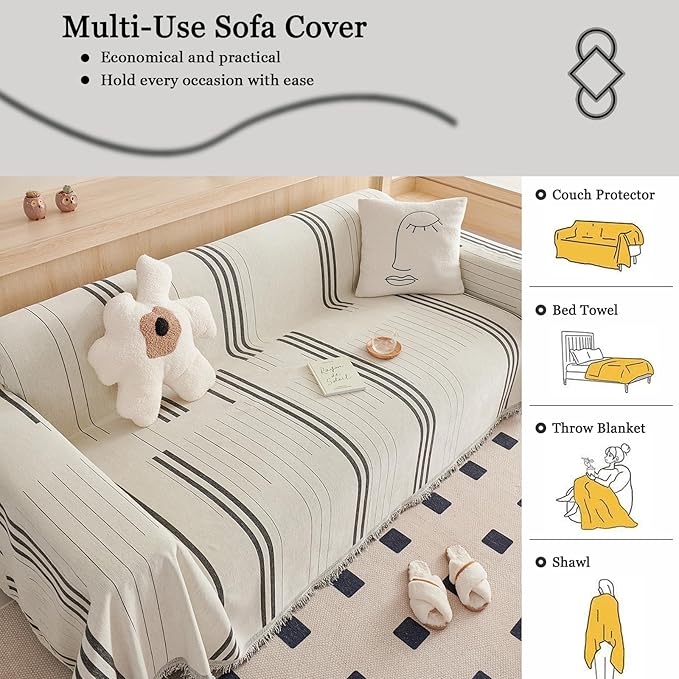 DREAMINGO Couch Cover Reversible Chenille 3 Seat Sofa Covers - Image 7