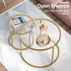 aboxoo Nesting Coffee Table Set of 2, Small Round Glass Nesting Tables - Image 4