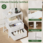 Somdot White Nightstand with Charging Station and LED Light - Image 6