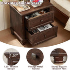 SAVOR LIFE Farmhouse Nightstand Set of 2, Rustic Low Nightstands - Image 6