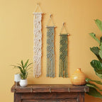 M MANUAL 3 Pcs Macrame Leaf Wall Hanging Bohemian Wall Decor Feathers Wall Art - Image 2
