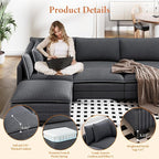 Vesgantti 143" U Shaped Modular Sectional Couch, Comfy Corduroy Upholstered - Image 3