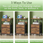 Furnulem Night Stand with Charging Station, USB Ports and Outlets, 28.3 Inch - Image 6