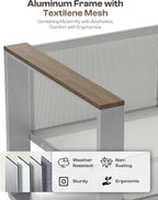 2 Pieces Outdoor Aluminum Armchair, Modern Patio Patio Furniture - Image 3