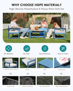 SERWALL 8 Pieces HDPE Outdoor Conversation Sofa Set - Image 2