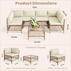Pamapic 7-Piece Wicker Outdoor Furniture Set, Boho Sectional Sofa Patio - Image 8