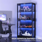 Airynee Display Cabinet with Glass Doors, 4-Tier Curio Cabinet with 7 Vibrant 3 - Image 3