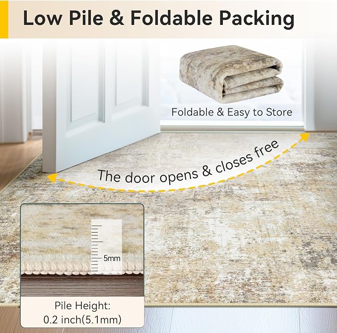 RELEANY Washable Area Rugs 4ft Non-Slip Modern Abstract Soft - Image 5