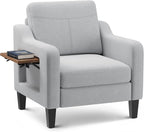 Accent Chair for Living Room Modern Linen Upholstered Armchair Side Wooden - Image 9