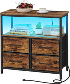TUTOTAK LED Night Stand with Charging Station, Large Nightstand with USB and by ChoosetutotakFurnitureBuildYourCozyHome