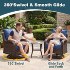 Patio Furniture Set, High Back Rattan Sofa & Swivel Rocker Chairs, Weather - Image 3