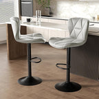 Nalupatio Modern Bar Stools Set of 2, Adjustable Faux Leather Upholstered - Image 5