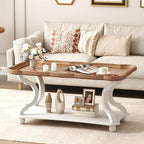 Function Home Farmhouse Coffee Table, 2-Tier Center Table - Image 2