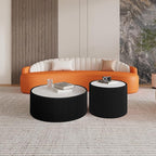 29.52" Round Marble Coffee Table, Modern Fluted Coffee Table w/White Sintered - Image 7