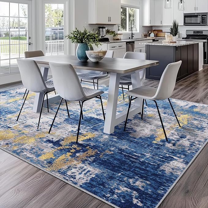 RELEANY Washable Area Rugs 6'x8' Non-Slip Modern Abstract Soft - Image 2