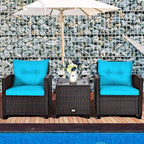 Tangkula 3 Pieces Patio Furniture Set, PE Rattan Wicker 3 Pcs Outdoor Sofa Set - Image 2