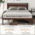 SHA CERLIN 14 Inch Queen Size Metal Platform Bed Frame - Image 7