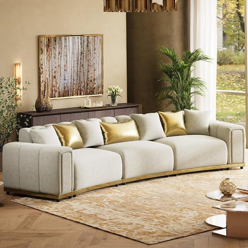 145" Oversized Velvet Chesterfield Sectional Couches by ModernSofaforLivingRoom